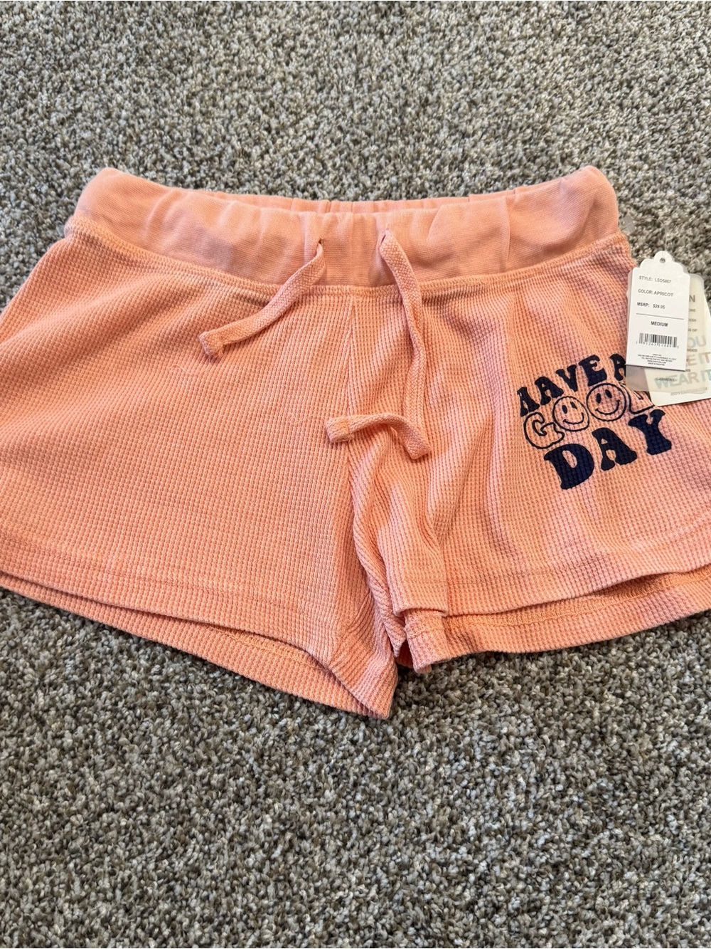 Women's Peach Waffle-Knit Athletic Lounge Shorts